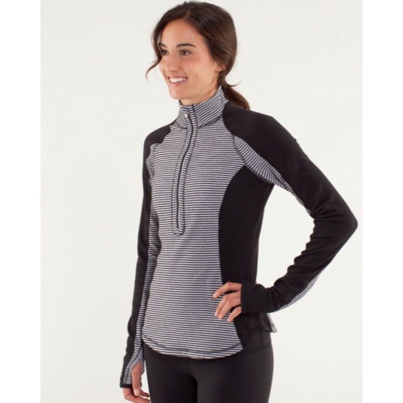 Lululemon Run: U-Turn Pullover Mini Check Pique Blackwhite - Picture 2 of 9